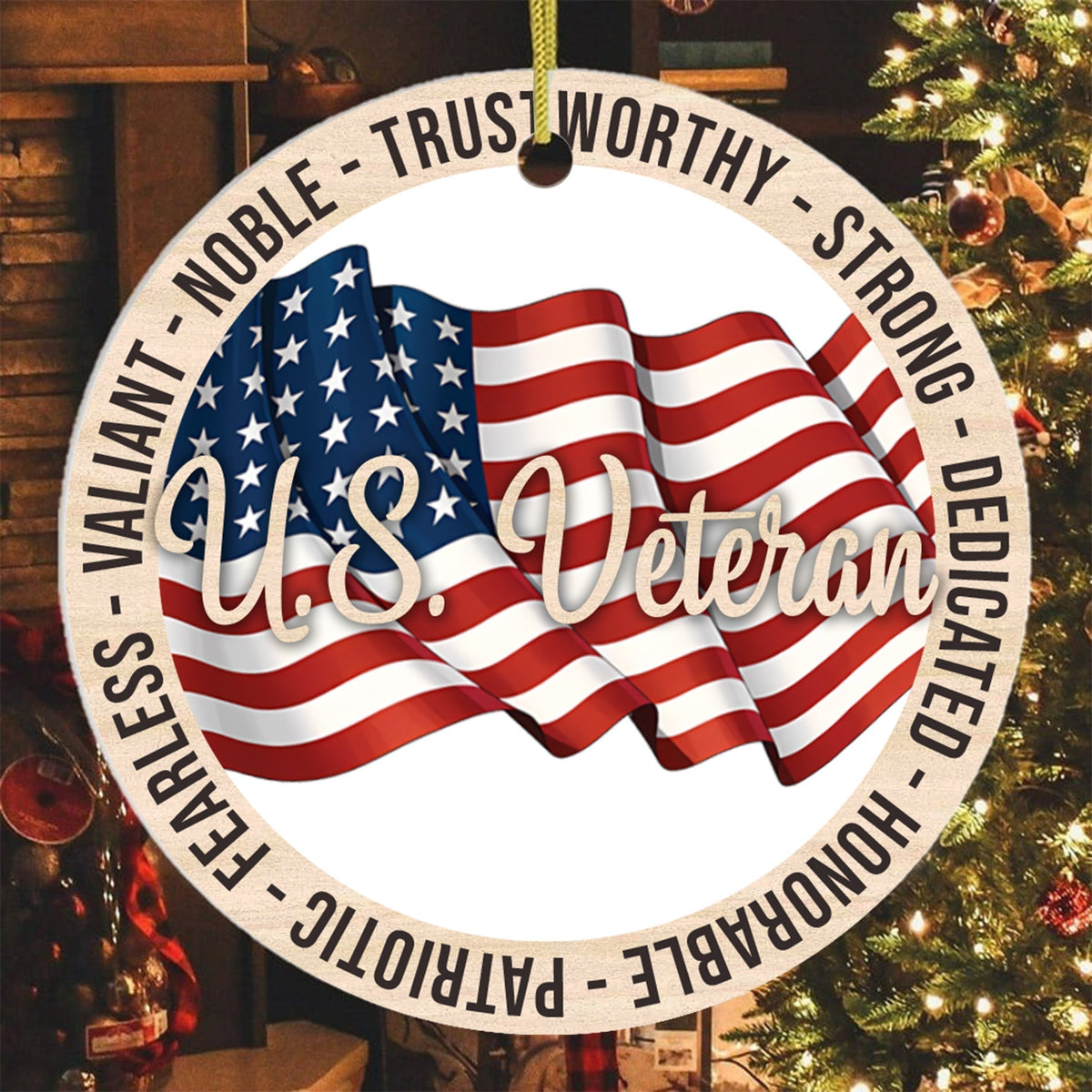 US Veteran Proudly Dedicated Military Ornament