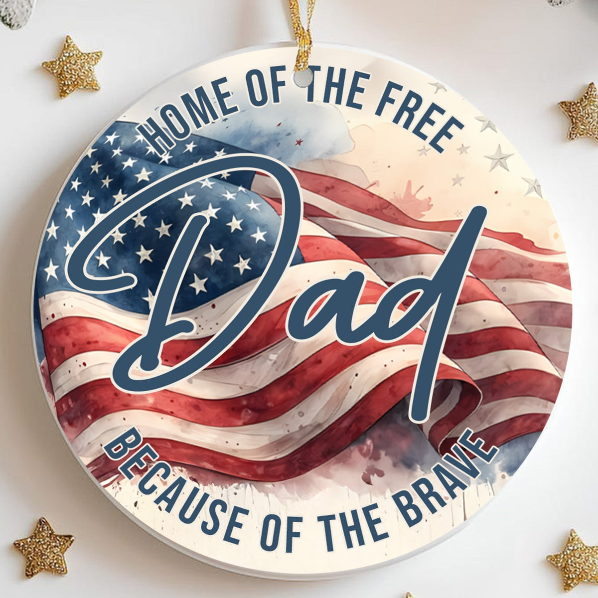 Brave Veterans American Flag Personalized Ornament