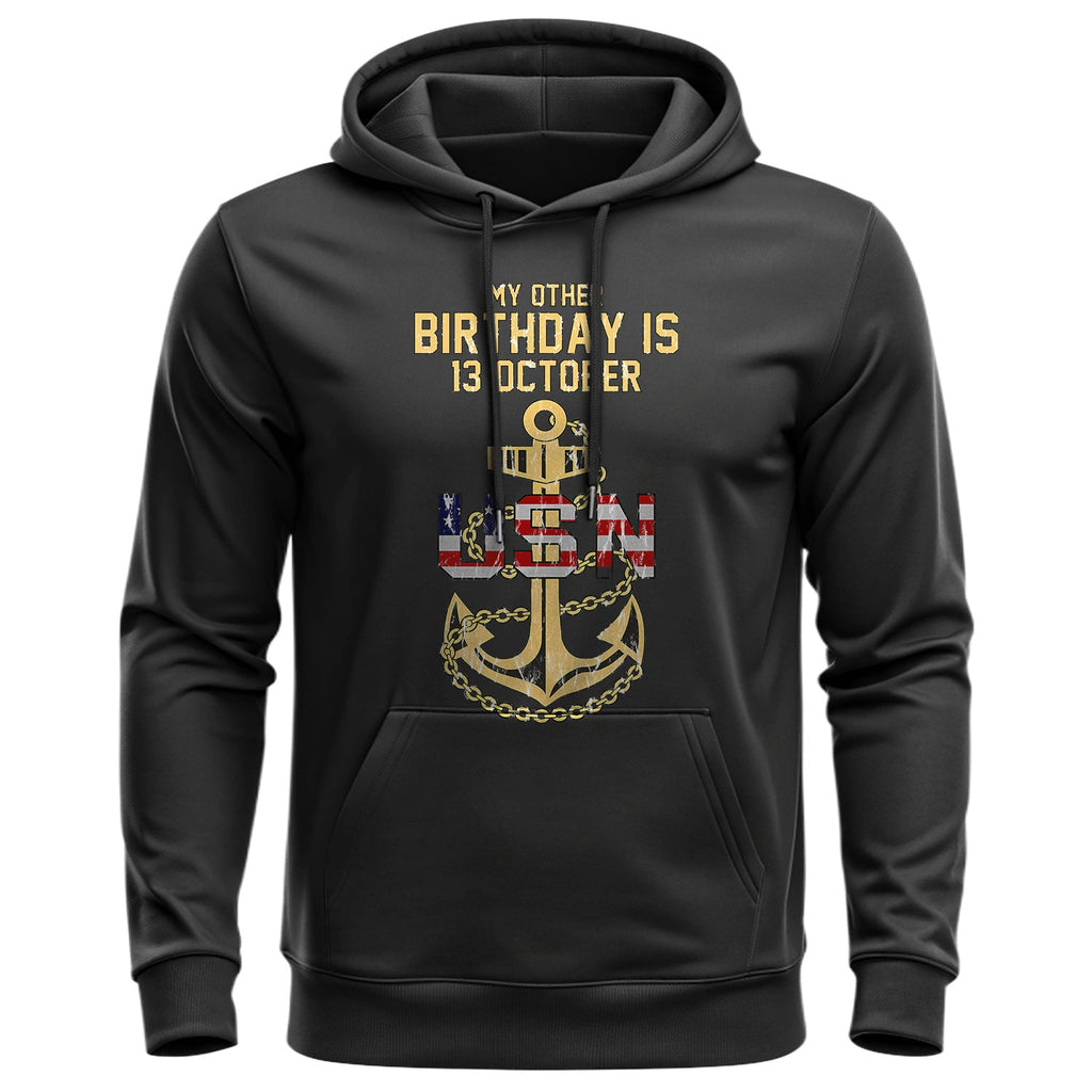 My Other Birthday Is 13 October US Navy Hoodie product image 1
