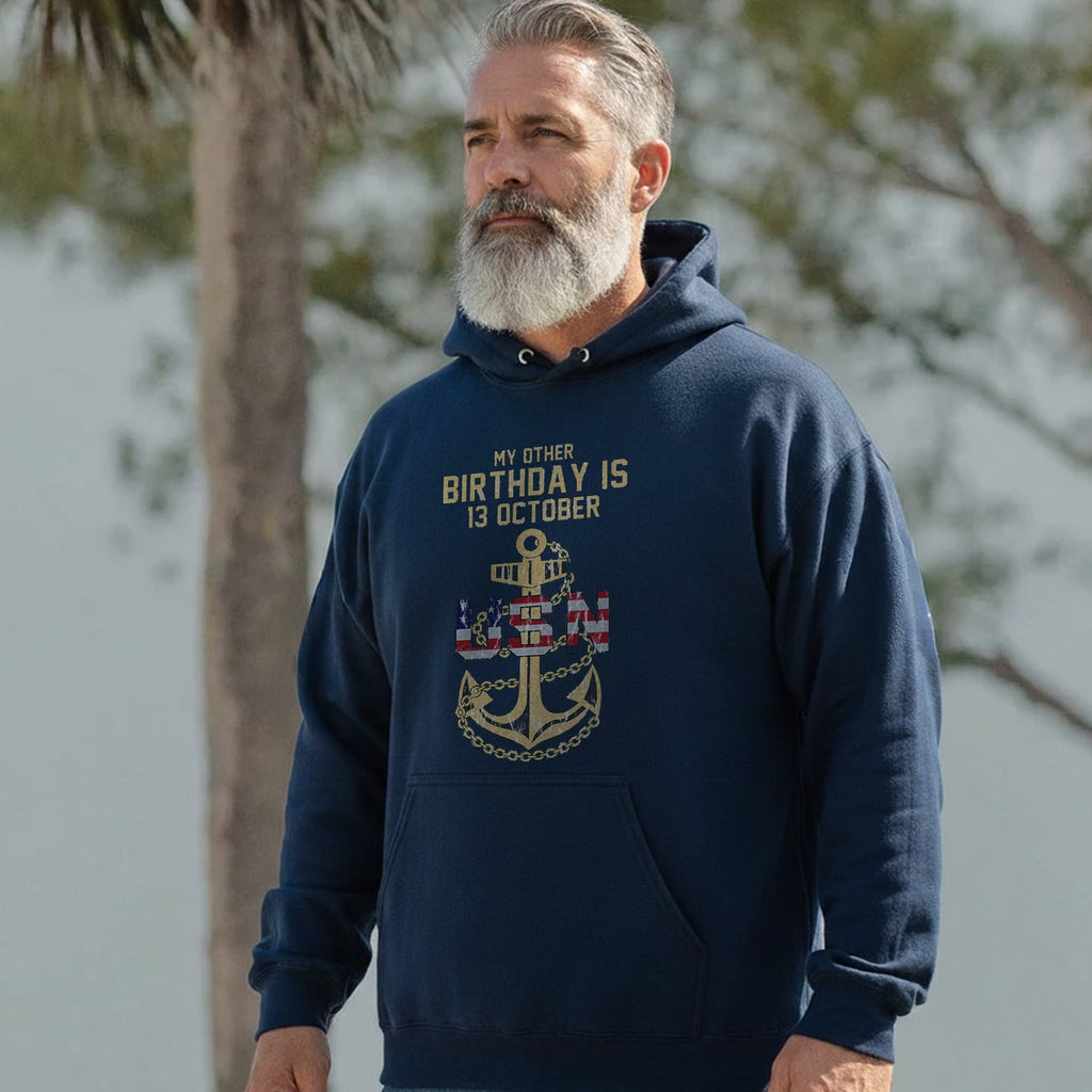 My Other Birthday Is 13 October US Navy Hoodie product image 2
