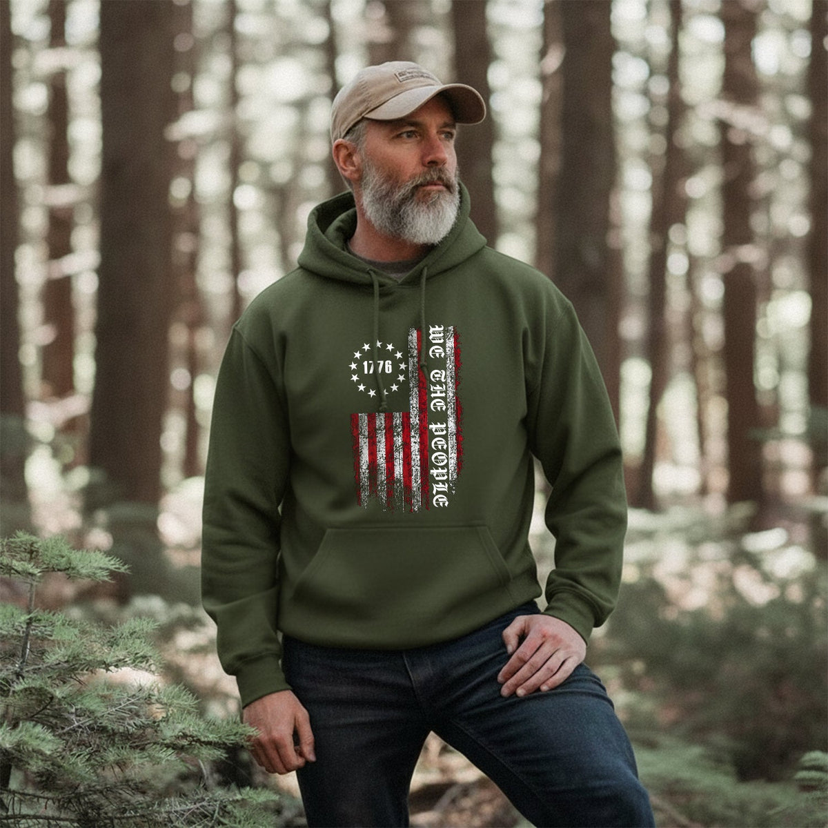 1776 We the People American Flag Patriotic Hoodie product image 4