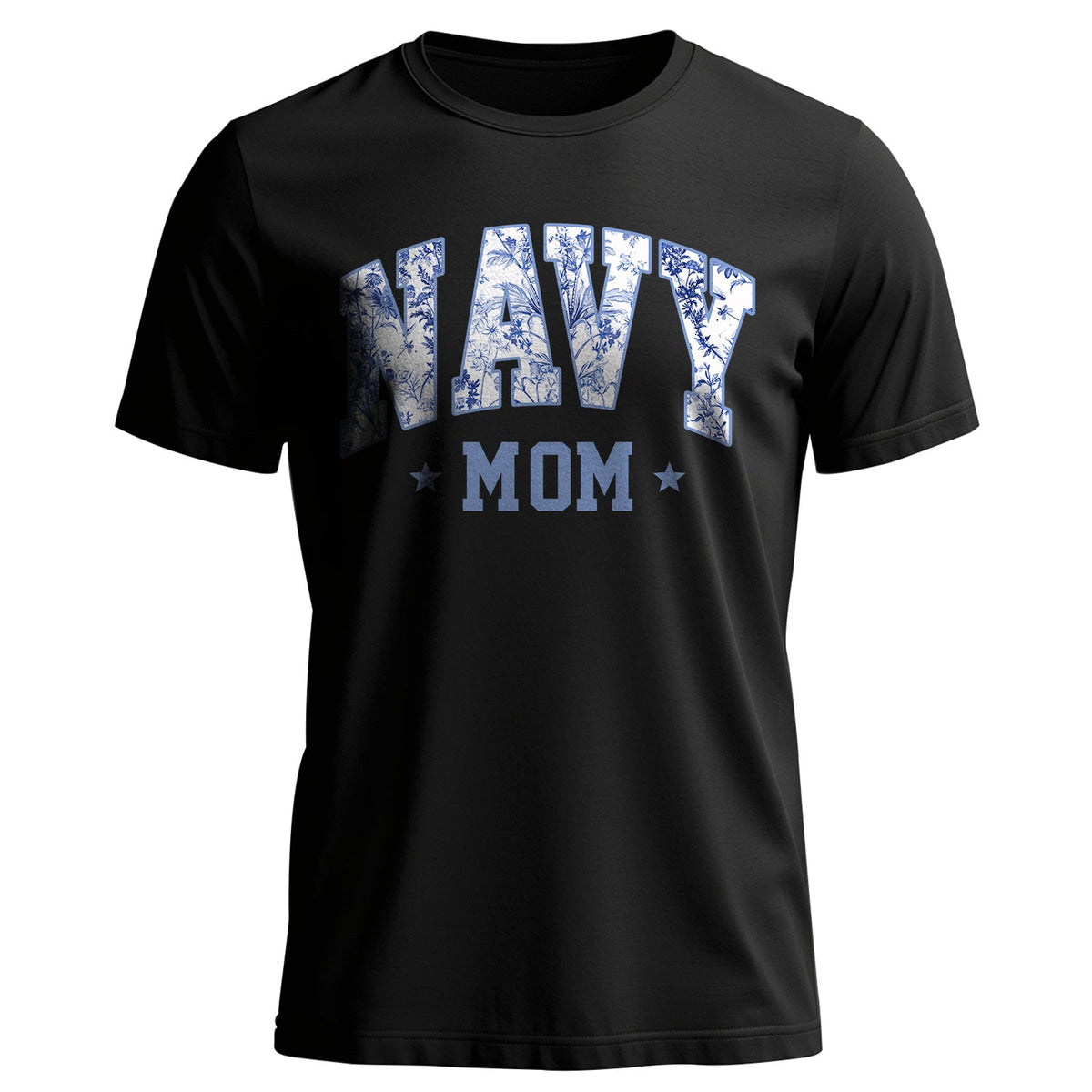 Navy Mom Blue Vintage Floral Pattern US T-Shirt product image 1