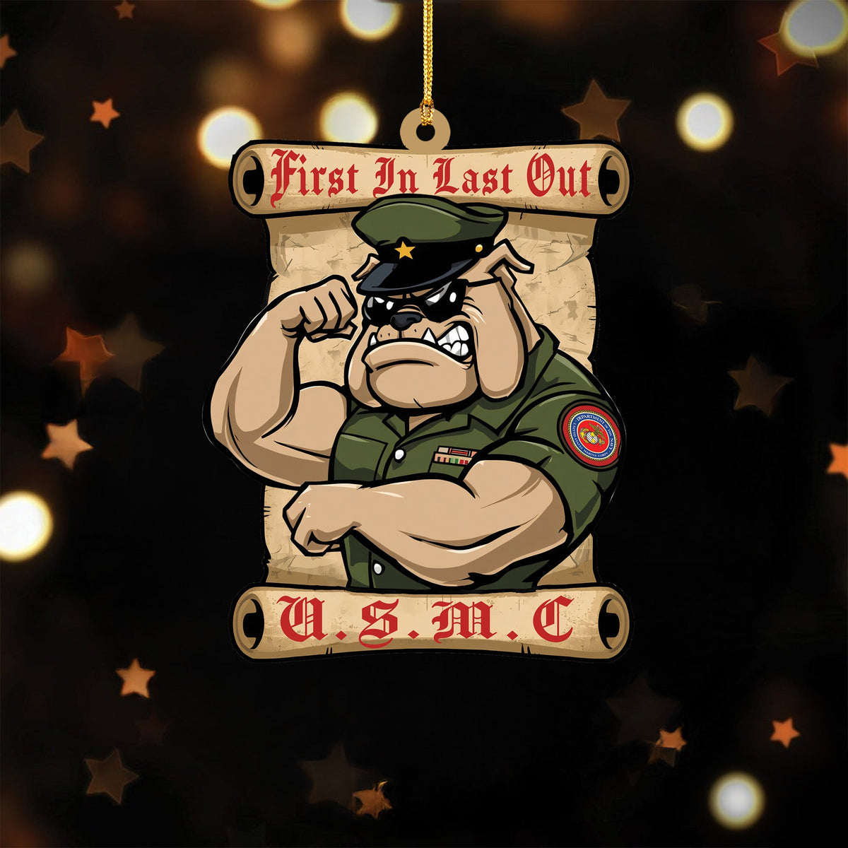 USMC Bulldog Veteran Acrylic Ornament