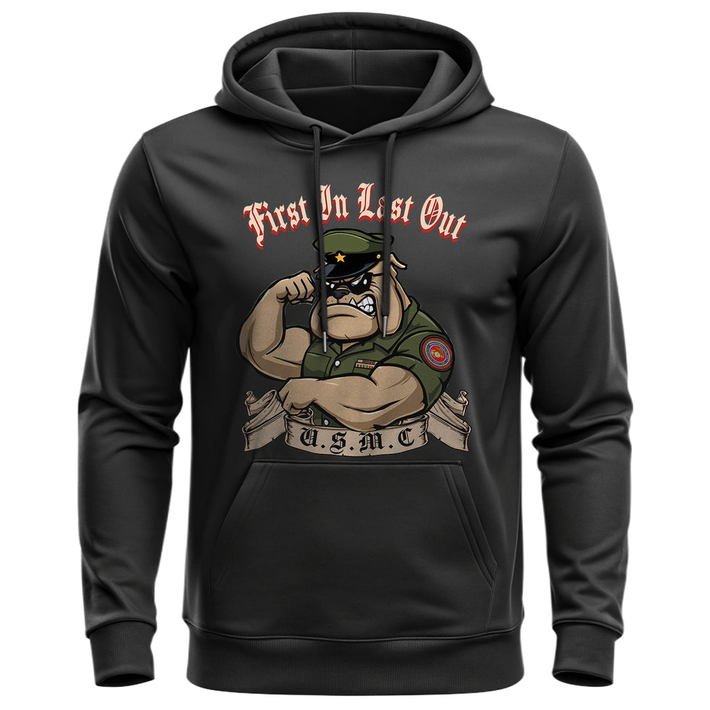 First In Last Out USMC Bulldog United Hoodie product image 1