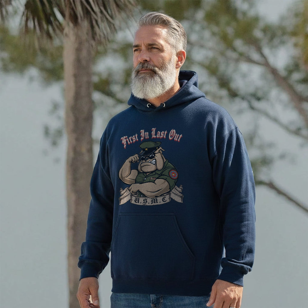 First In Last Out USMC Bulldog United Hoodie product image 2