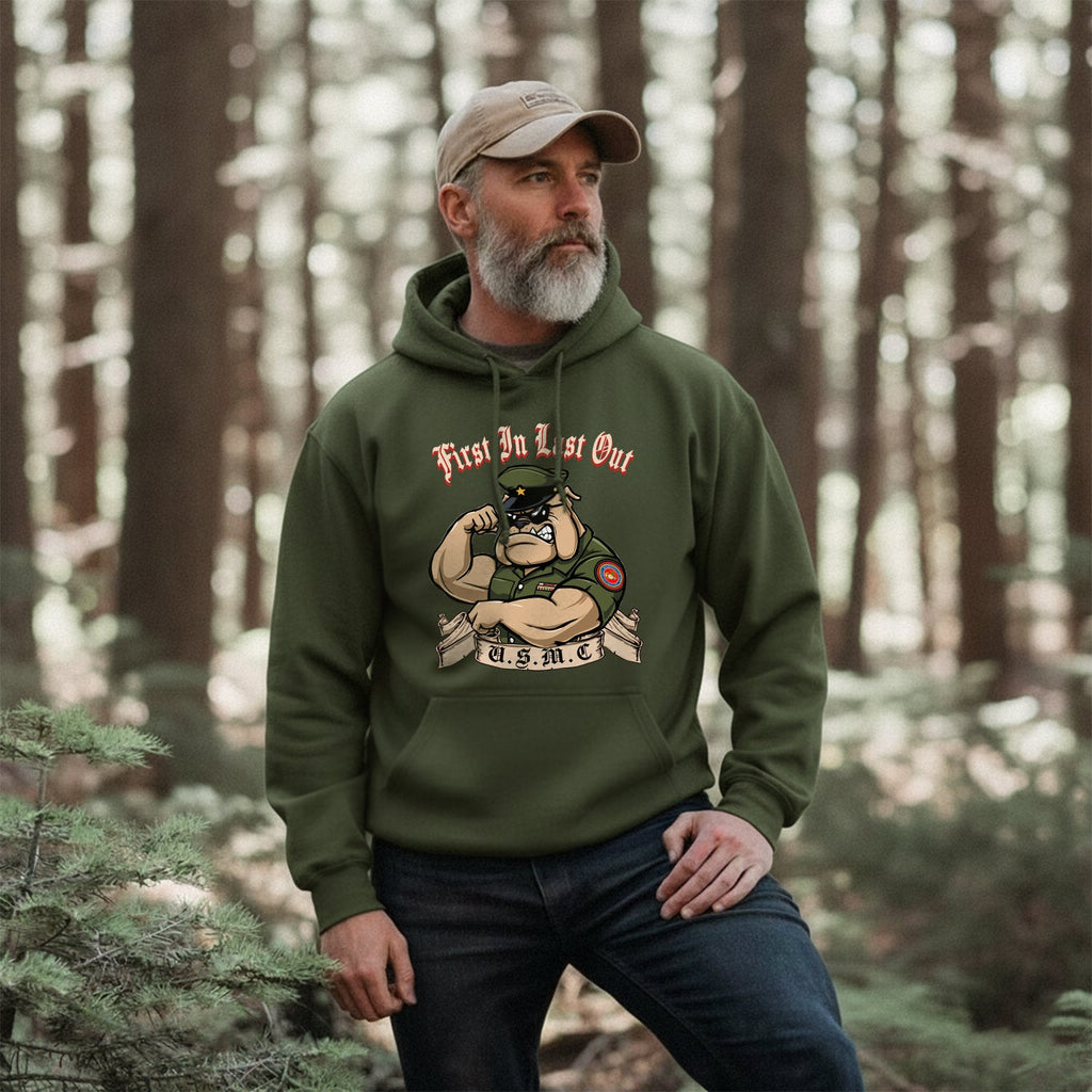 First In Last Out USMC Bulldog United Hoodie product image 4