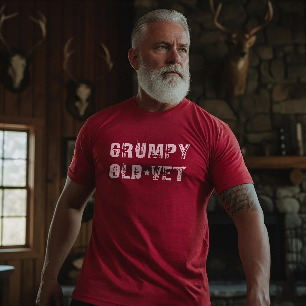 Grumpy Old Vet Military Font Design Bold T-Shirt product image 2