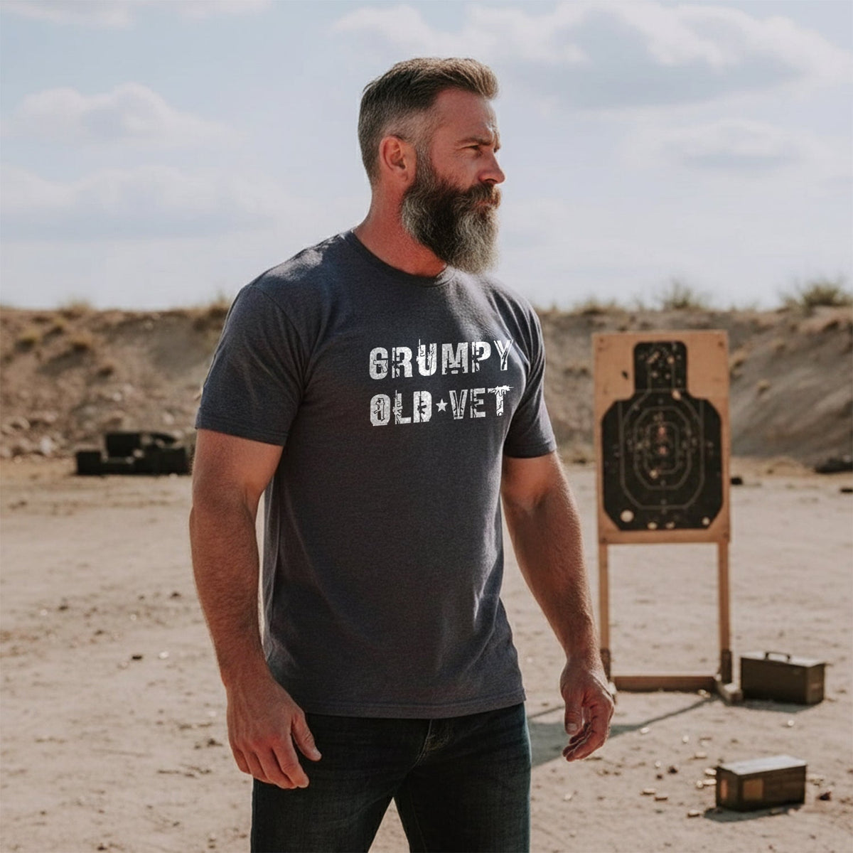 Grumpy Old Vet Military Font Design Bold T-Shirt product image 3