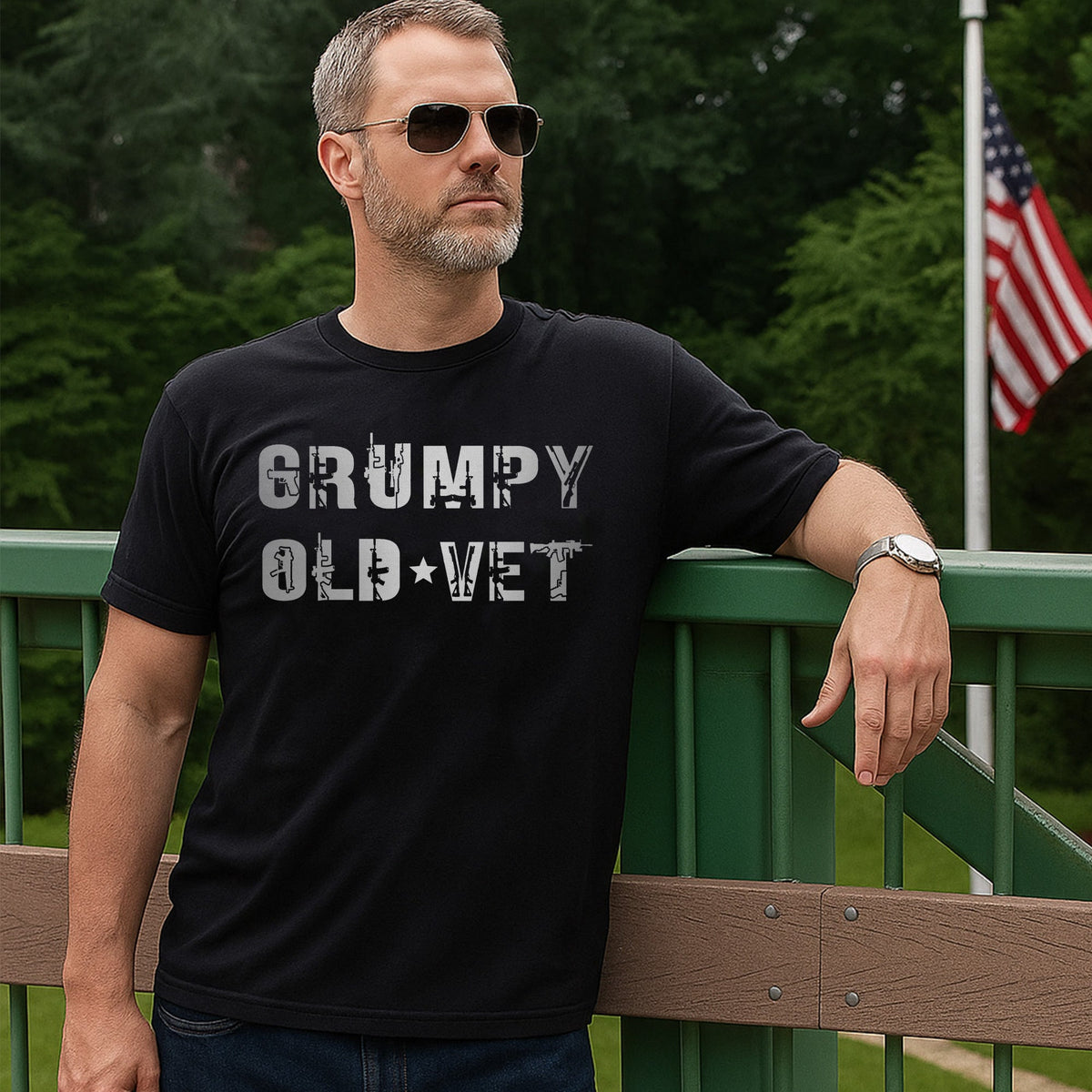 Grumpy Old Vet Military Font Design Bold T-Shirt product image 12