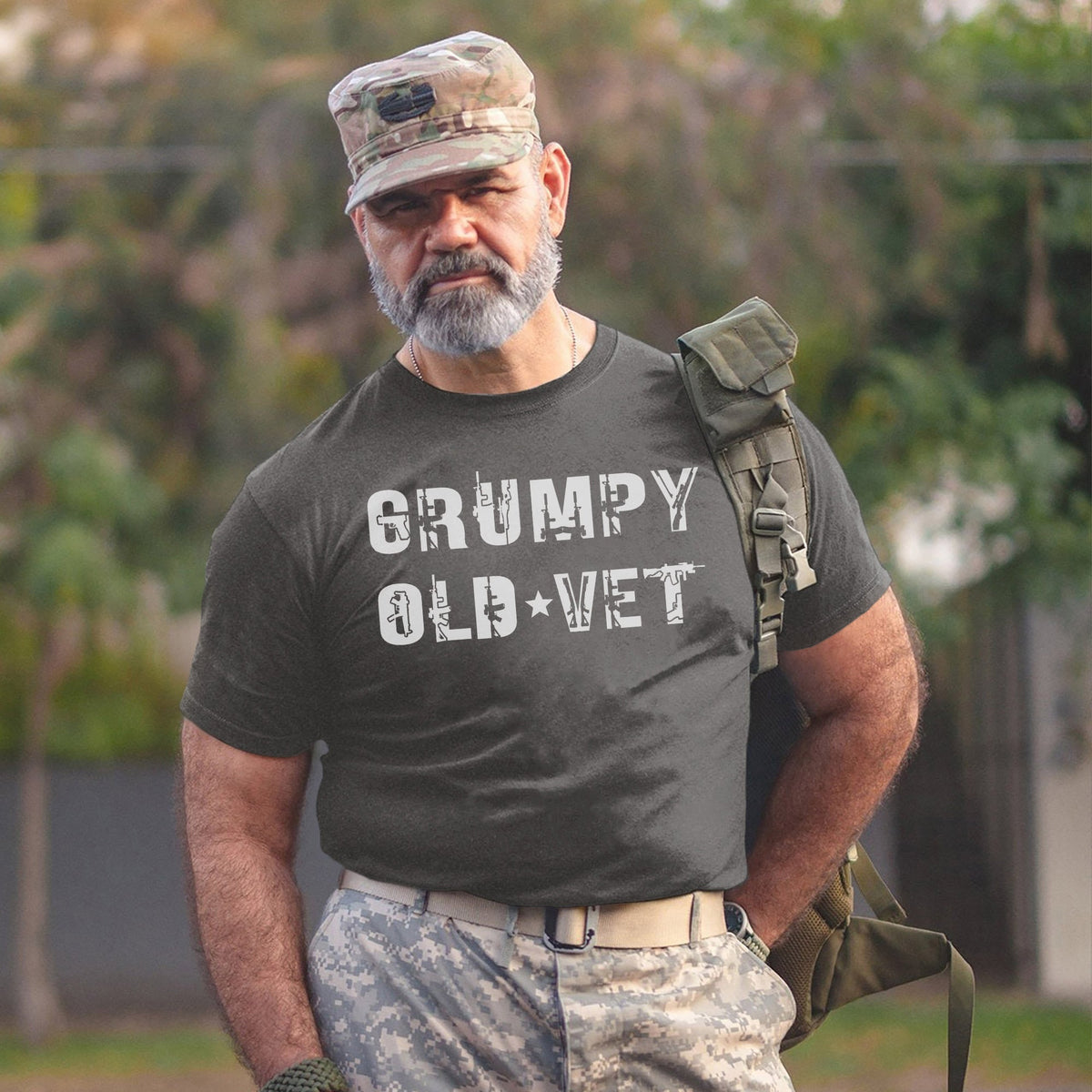 Grumpy Old Vet Military Font Design Bold T-Shirt product image 15