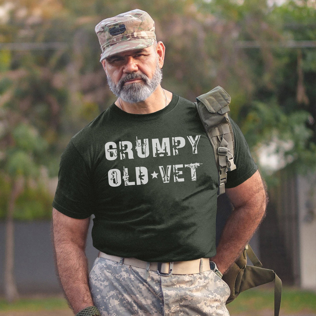 Grumpy Old Vet Military Font Design Bold T-Shirt product image 7