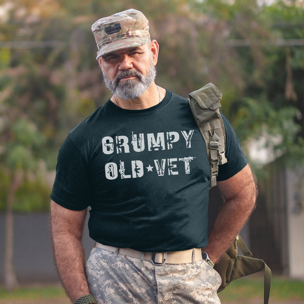 Grumpy Old Vet Military Font Design Bold T-Shirt product image 8