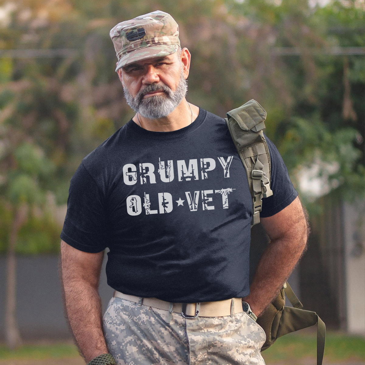 Grumpy Old Vet Military Font Design Bold T-Shirt product image 14
