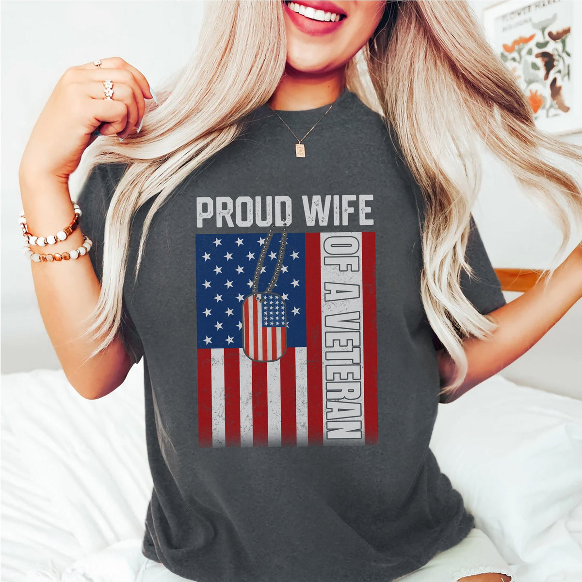 Proud Wife of a Veteran Military Design T-Shirt product image 7