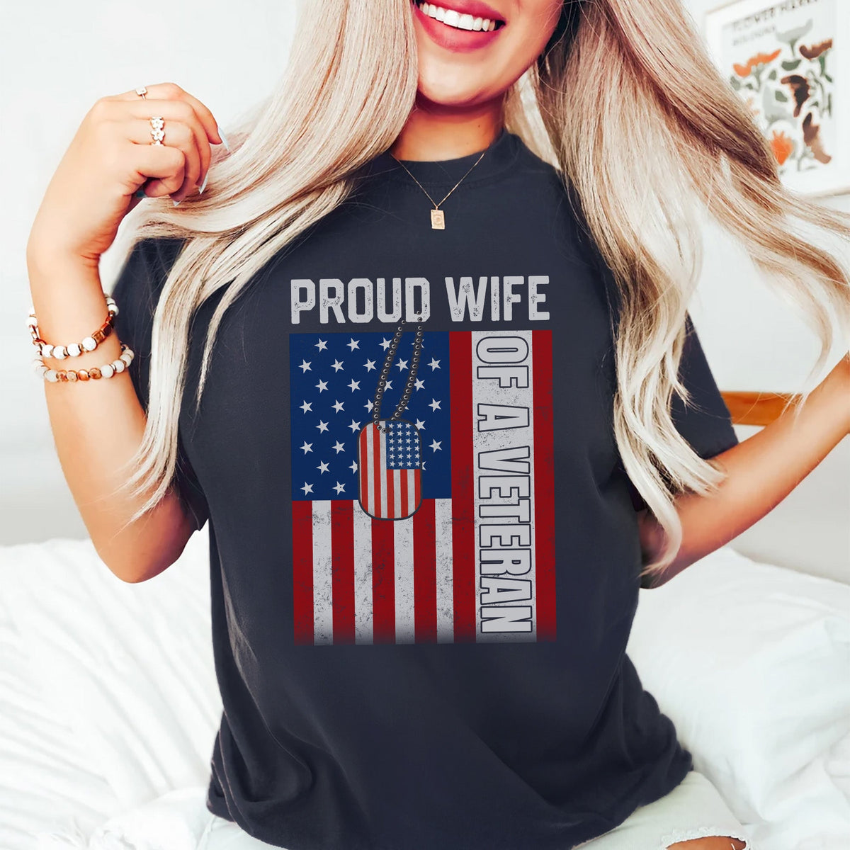 Proud Wife of a Veteran Military Design T-Shirt product image 8