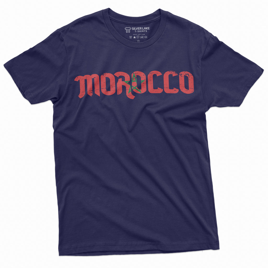 Morocco T-shirt Kingdom of Morocco Flag Tee Mens Shirt Patriotic National Tee ⵜⴰⴳⵍⴷⵉⵜ ⵏ ⵍⵎⵖⵔⵉⴱ Football Soccer Tee Shirt المملكة المغربية