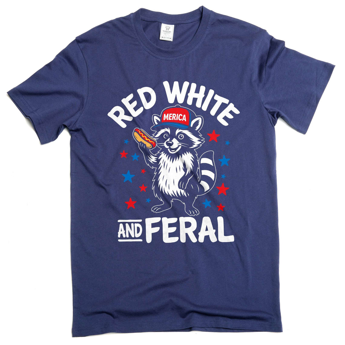 Funny 4th of July Shirt, Feral Raccoon Tee Red White and product image 3