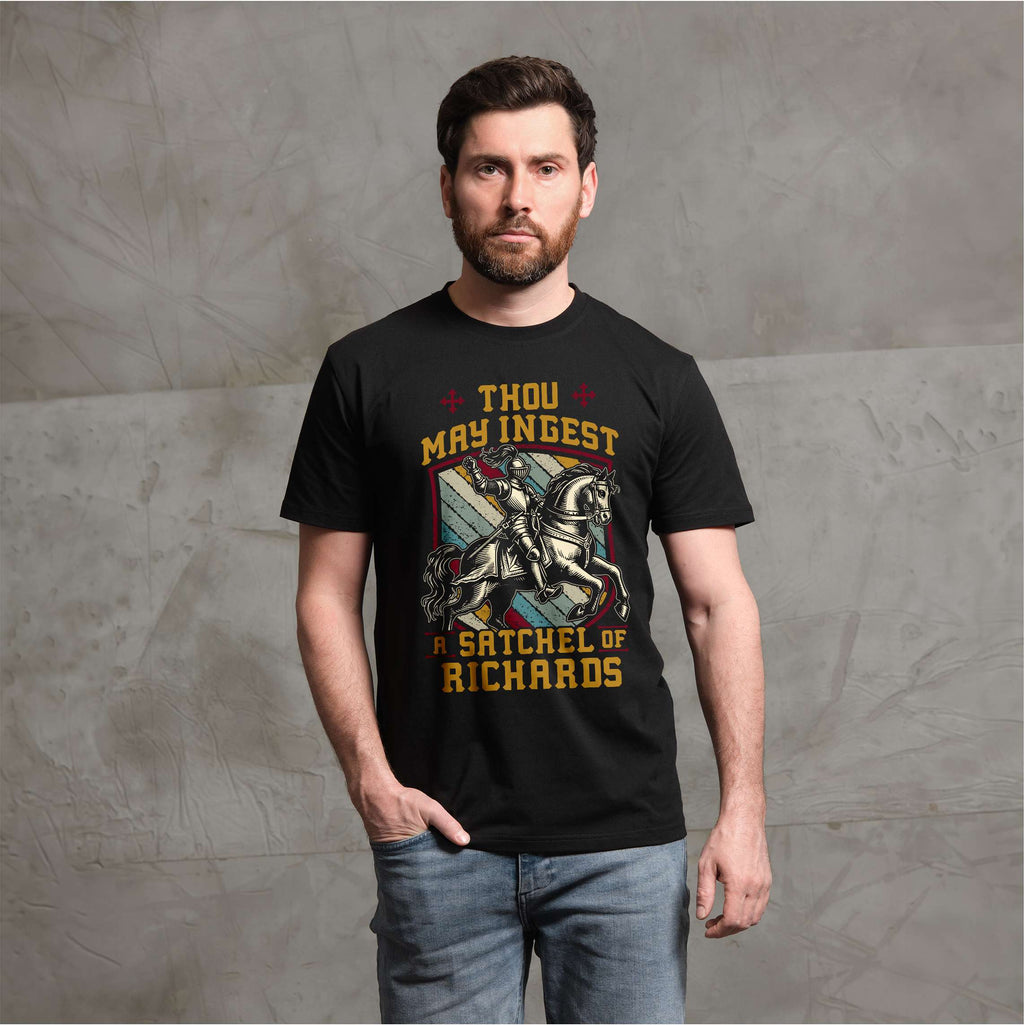 Men's Funny Adult humor satchel of richards T-shirt old English sarcastic tee