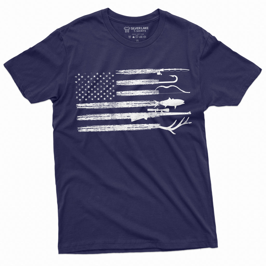 Men's Hunting Fishing Shirt USA Flag Nature Camo Father Dad product image 9