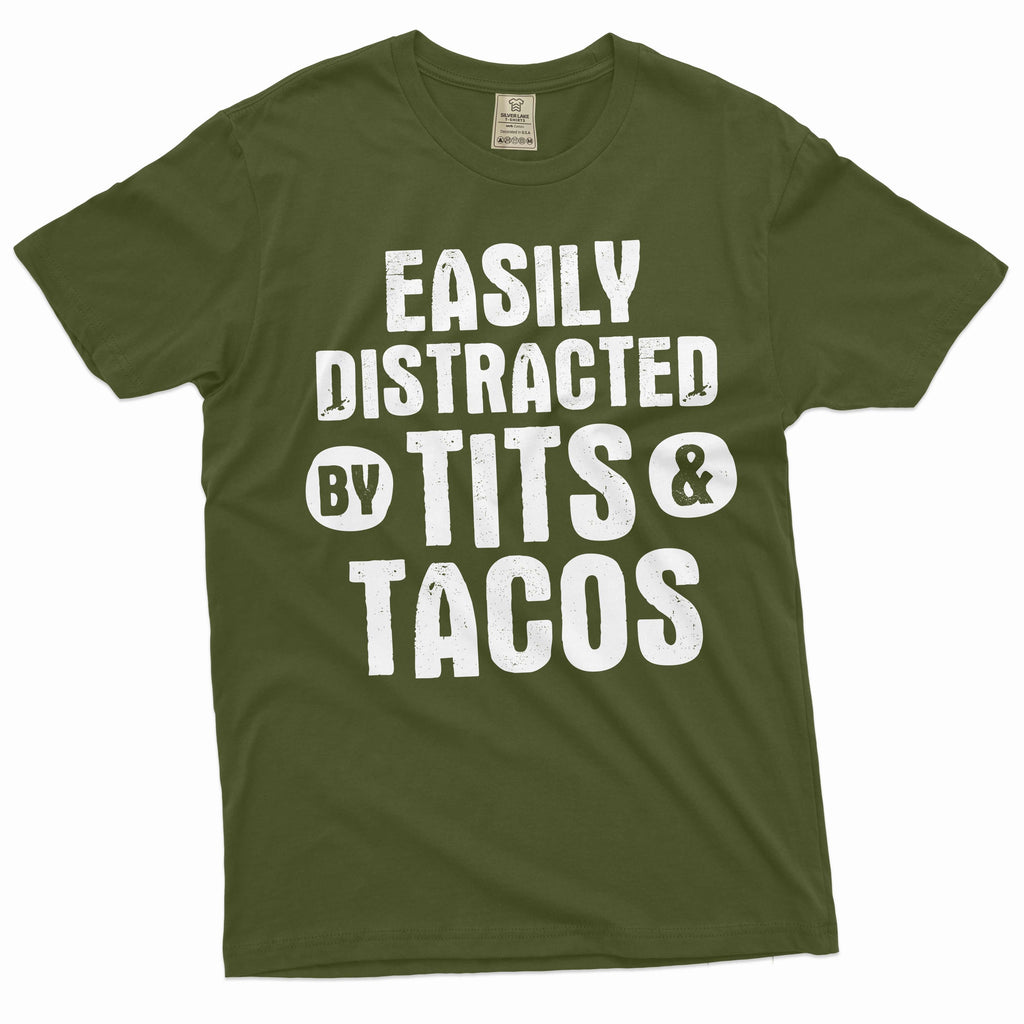 Men's funny innapropriate T-shirt distracted by tits and product image 1