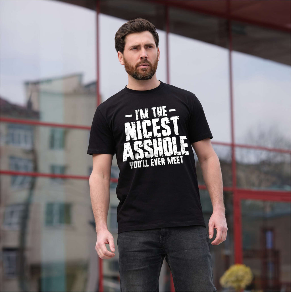 Men's Funny nicest ahole T-shirt humorous tee shirt gift product image 2