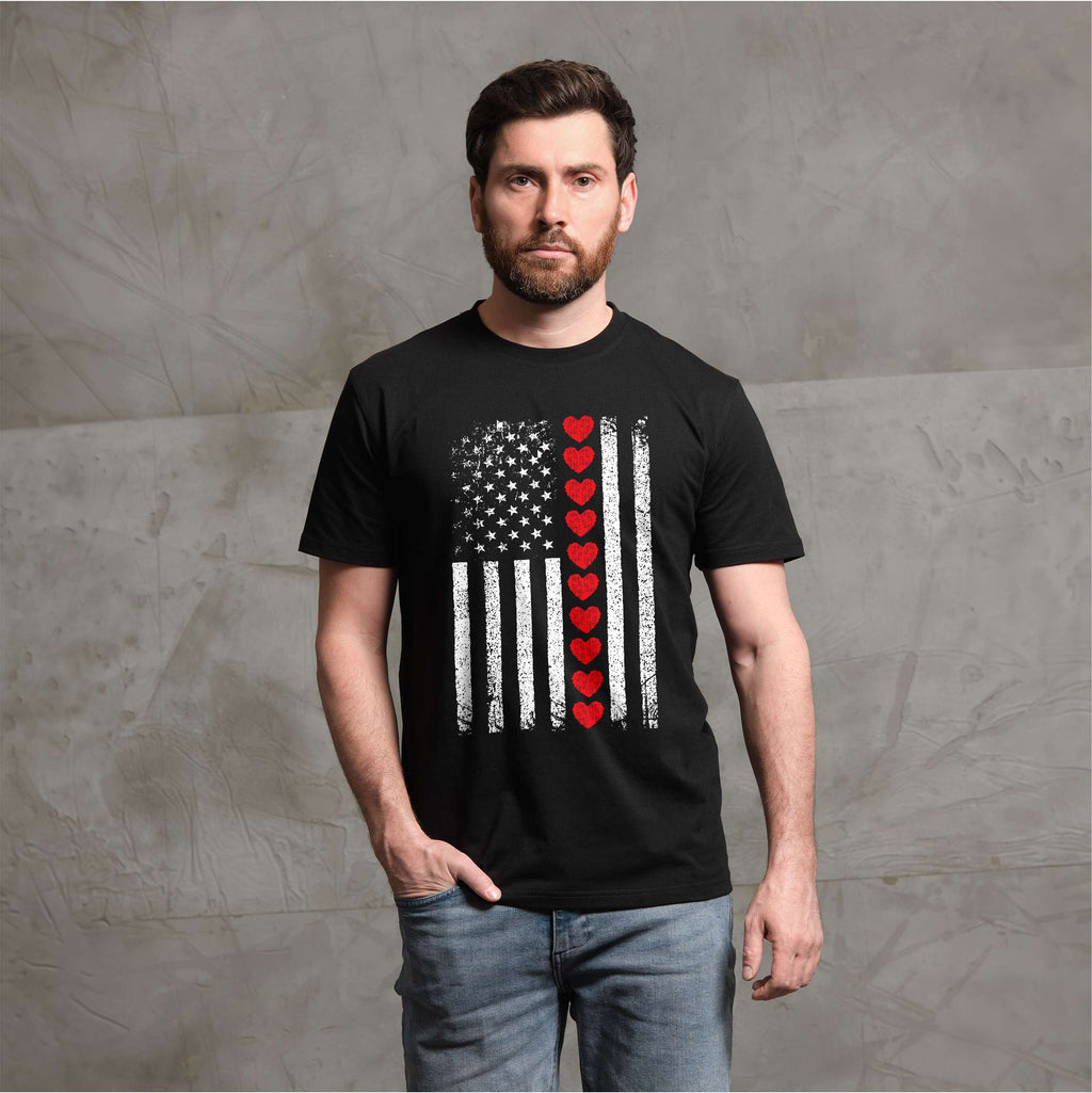 Men's USA patriotic flag love T-shirt 4th of July product image 2