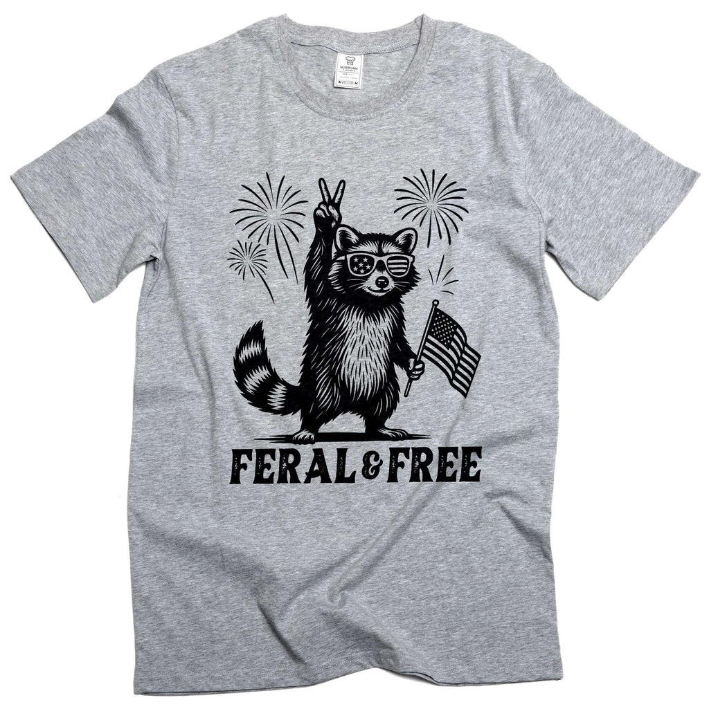 4th of July funny racoon feral and free t-shirt wild animal product image 5