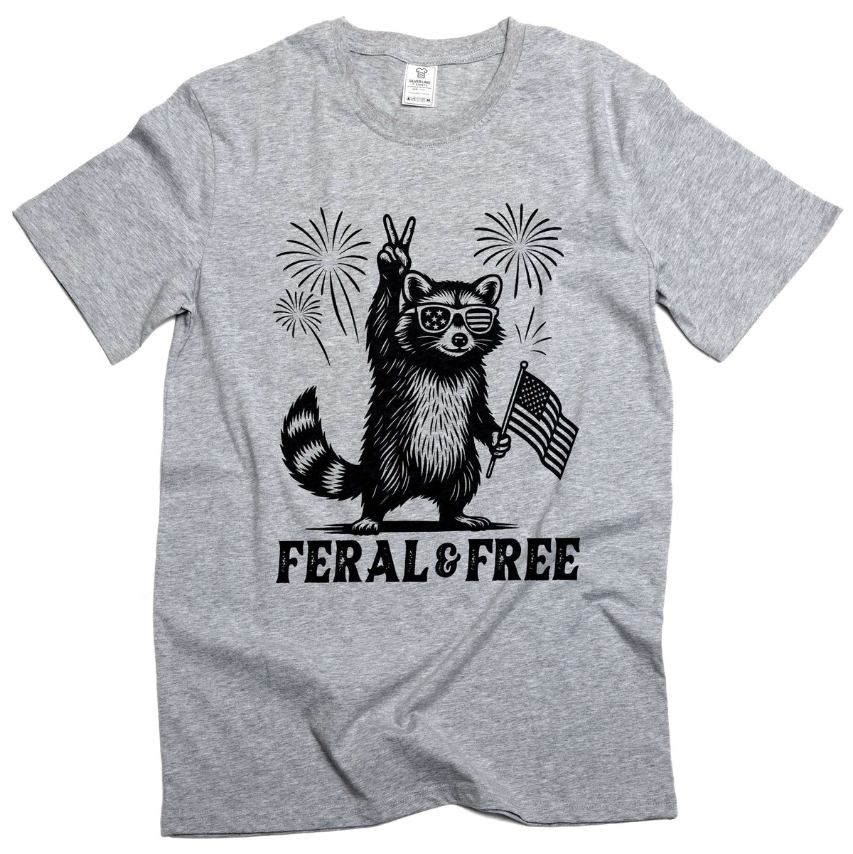 4th of July funny racoon feral and free t-shirt wild animal product image 5