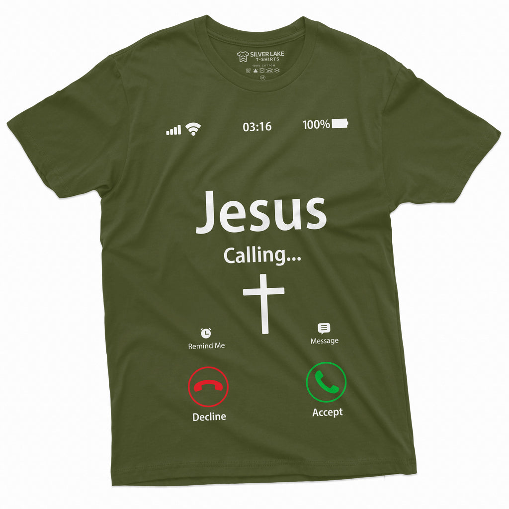 Jesus Calling Accept Decline Phone Menu Tee Shirt Church product image 10