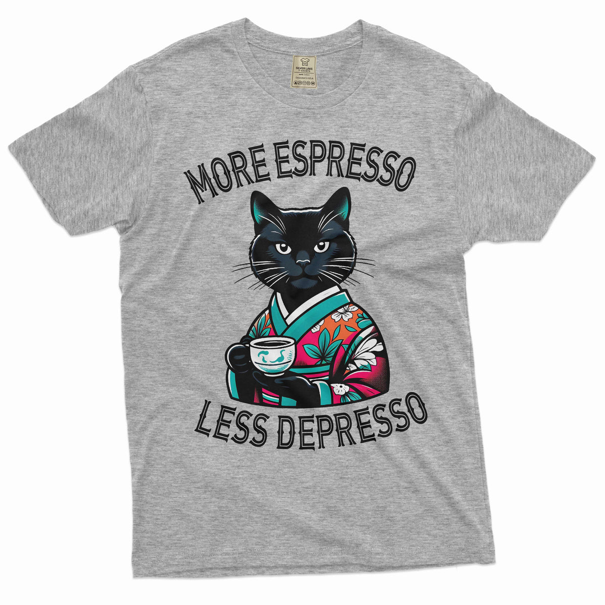 Funny Japanese Cat T-Shirt Espresso Depresso Shirt Humor product image 5