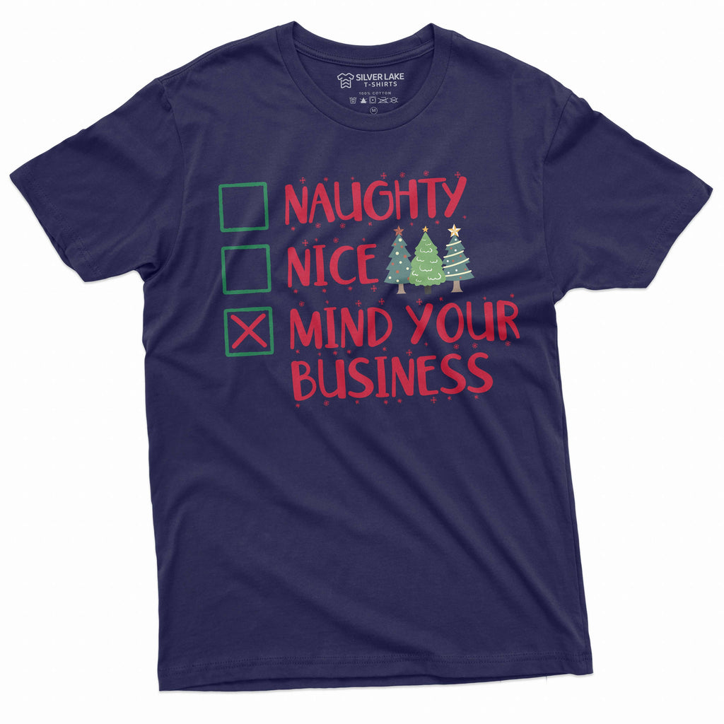 Men's Funny Christmas T-shirt mind your business Santa Xmas product image 3