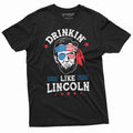Men's 4th of July Funny Lincoln T-shirt Drinkin like fourth product image 1