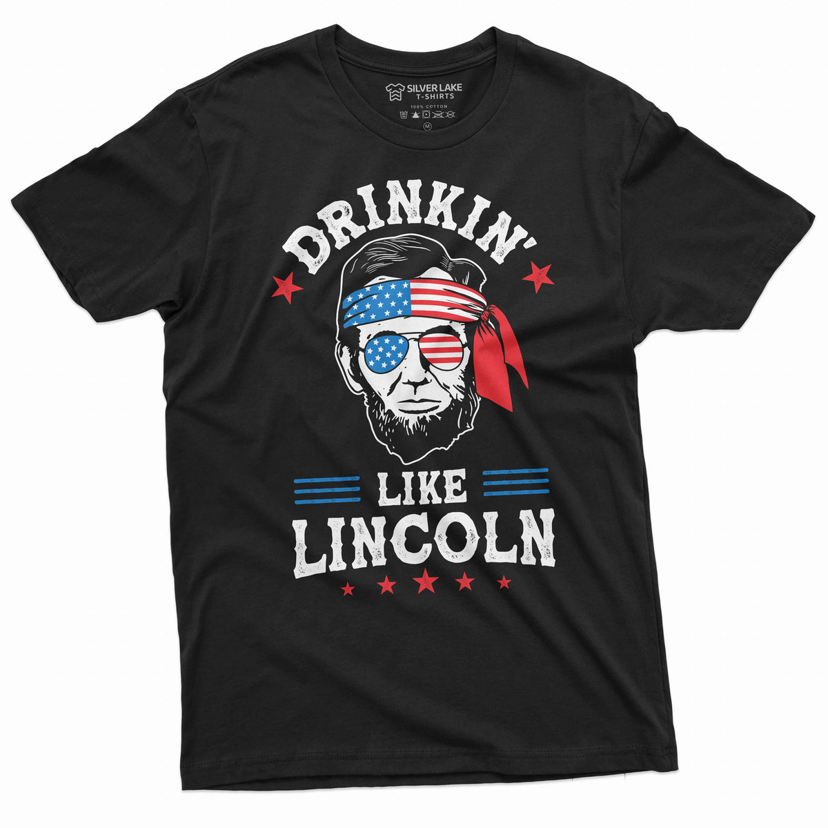 Men's 4th of July Funny Lincoln T-shirt Drinkin like fourth product image 1