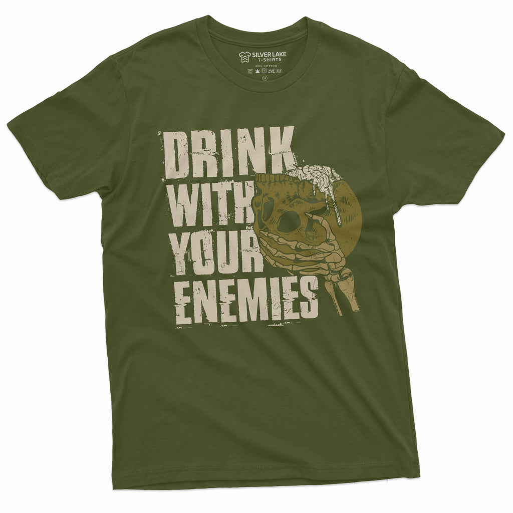 Men's Skull Warrior Funny T-shirt Drink with your Enemies product image 4