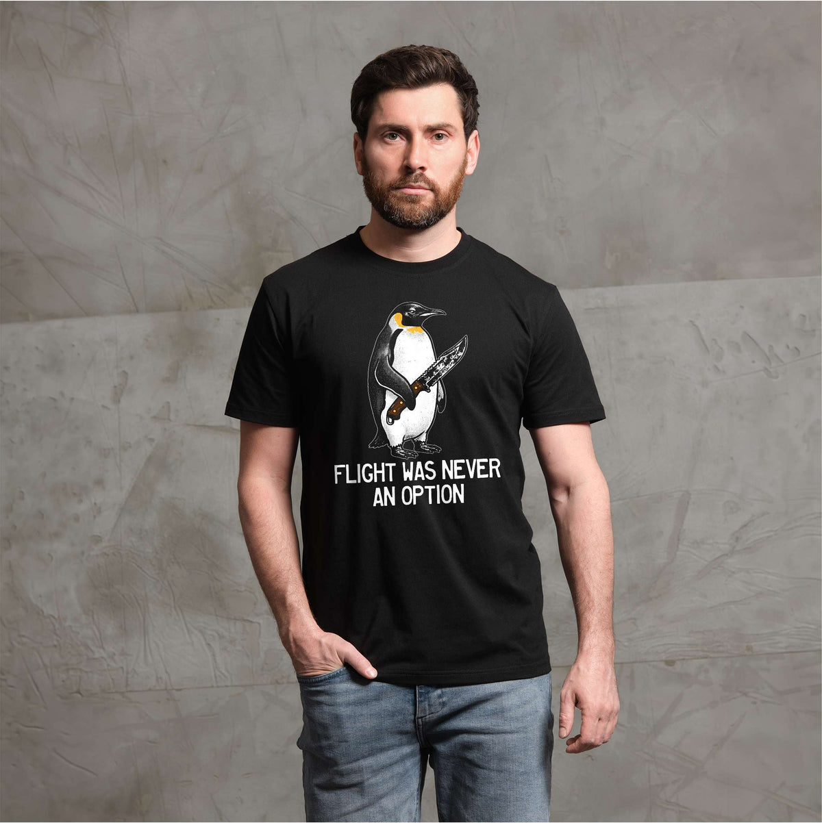 Flight Was Never An Option Shirt Funny Penguin Dark Humor product image 1