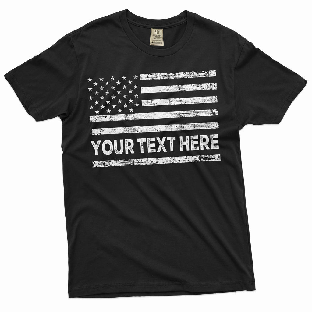 Custom USA Flag Add your Text T-shirt American with product image 1