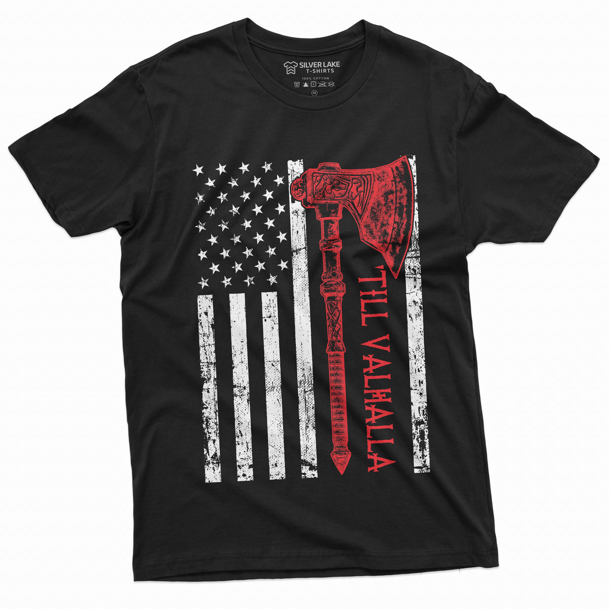 Men's Viking Till Valhalla USA Flag T-shirt American with product image 9