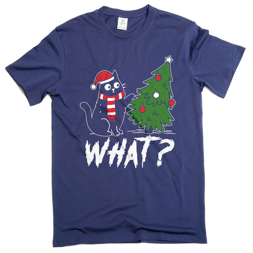 Funny Christmas Tree What Cat T-shirt humorous Xmas Pet Tee product image 4