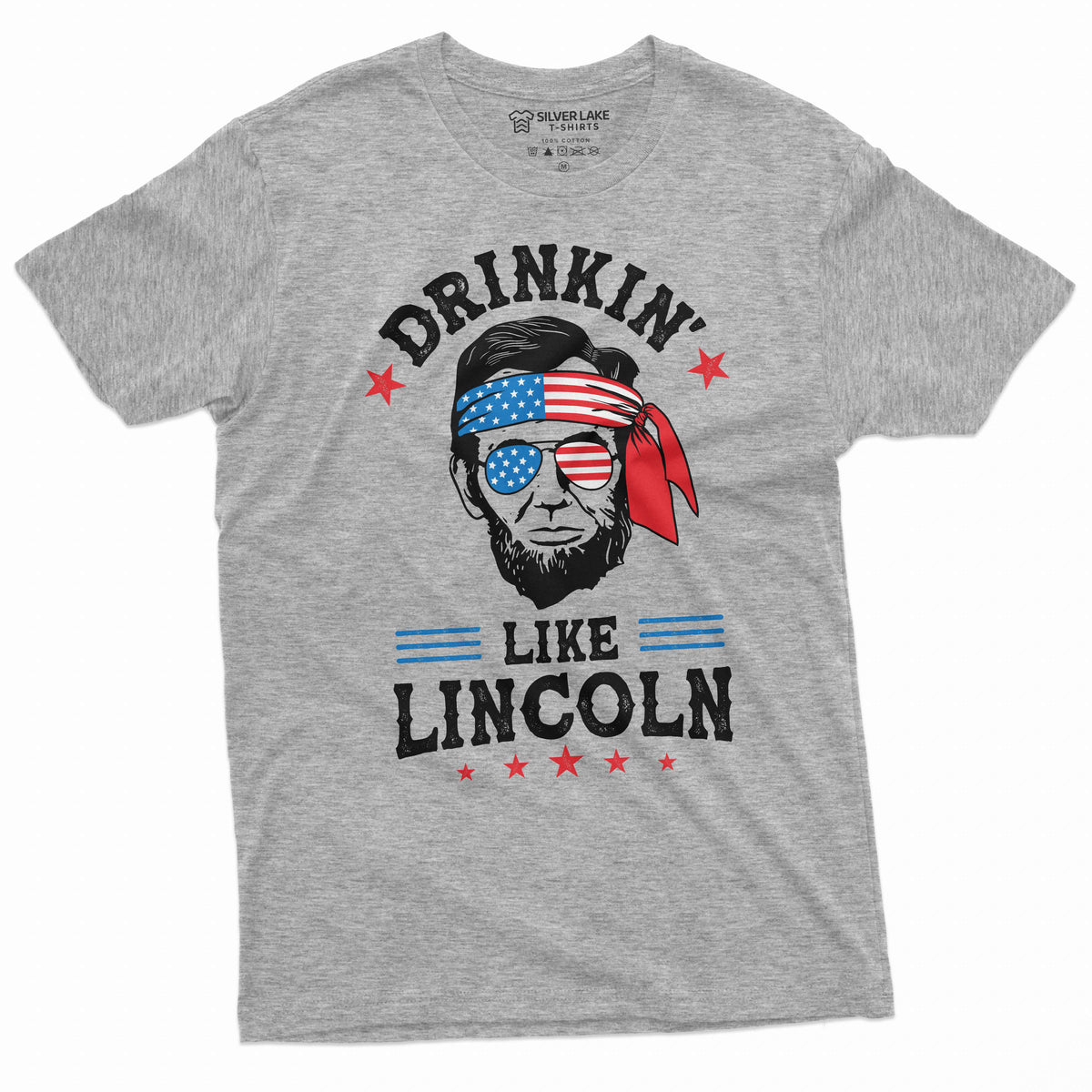Men's 4th of July Funny Lincoln T-shirt Drinkin like fourth product image 5