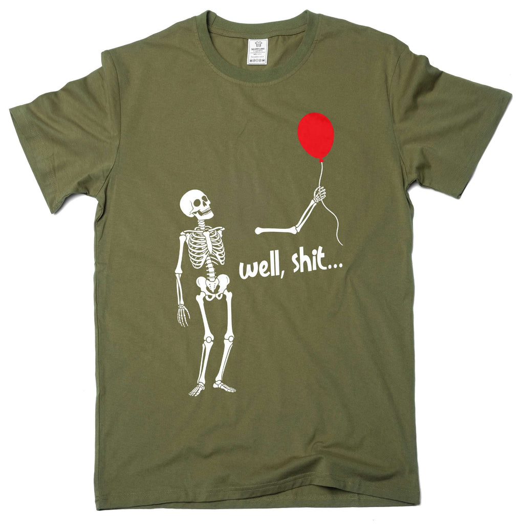 Skeleton Holding Red Balloon funny Halloween sarcastic Tee product image 4