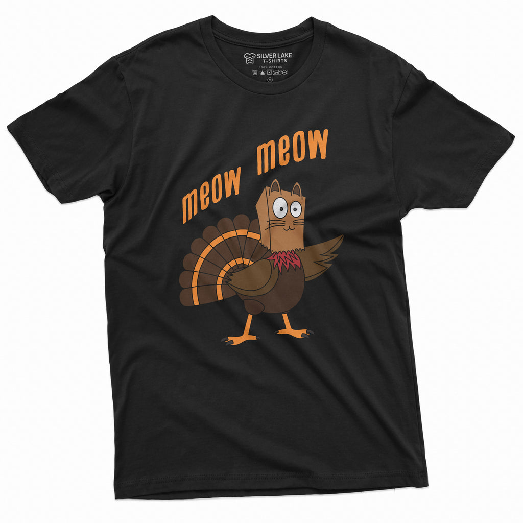 Meow Funny Thanksgiving T-shirt Turkey Cat Humor Dinner product image 9