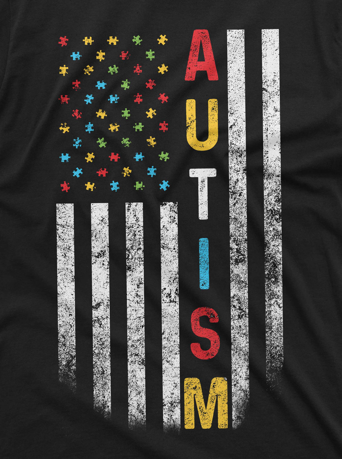 US Flag Autism colors T-shirt awareness day men's tee shirt product image 2