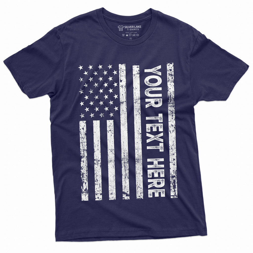 Custom USA Flag Men's T-shirt Add your text American product image 6