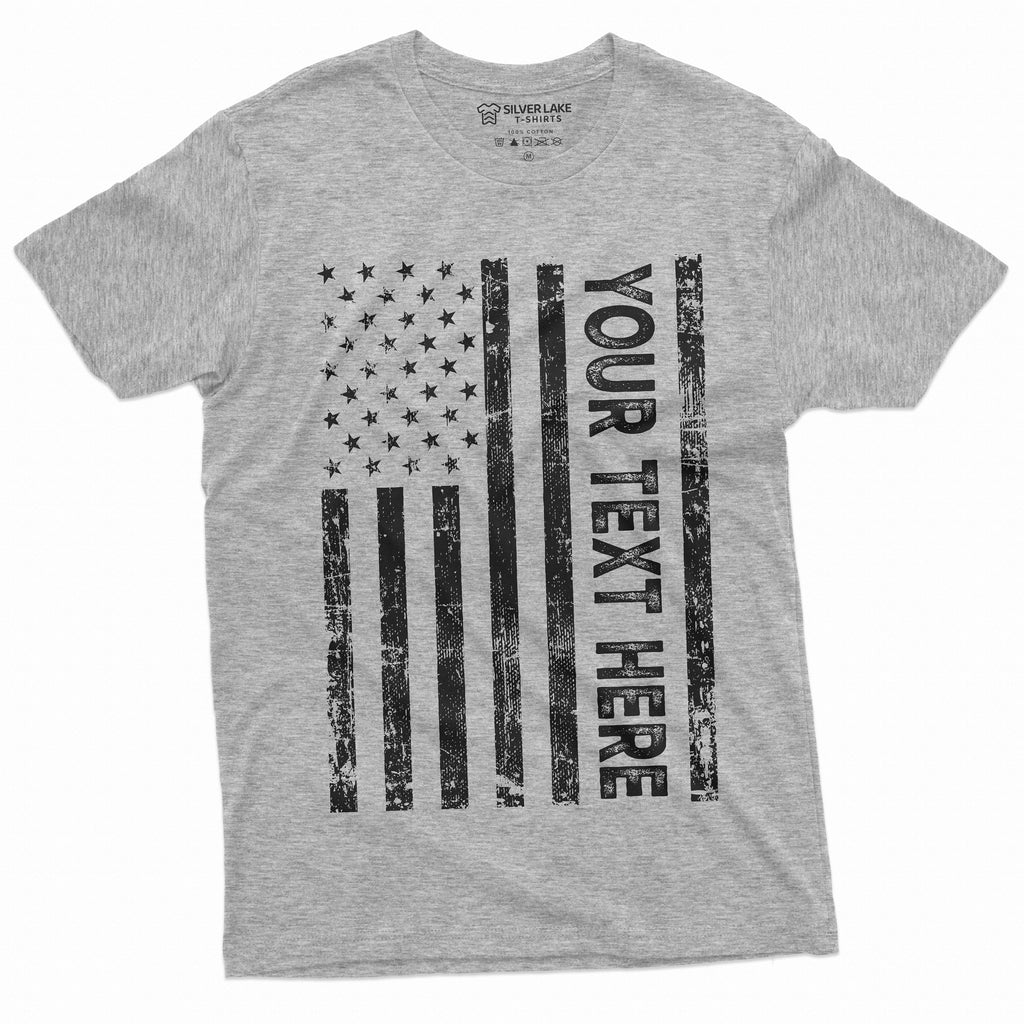 Custom USA Flag Men's T-shirt Add your text American product image 3