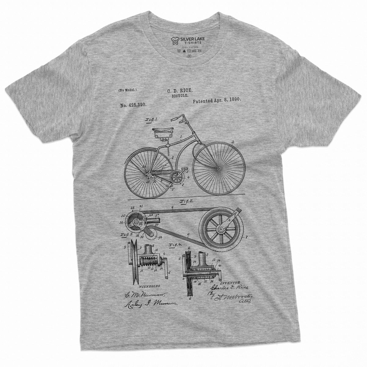 Mens Bicycle Patent 1860 T-shirt Bike History Tee shirt product image 1