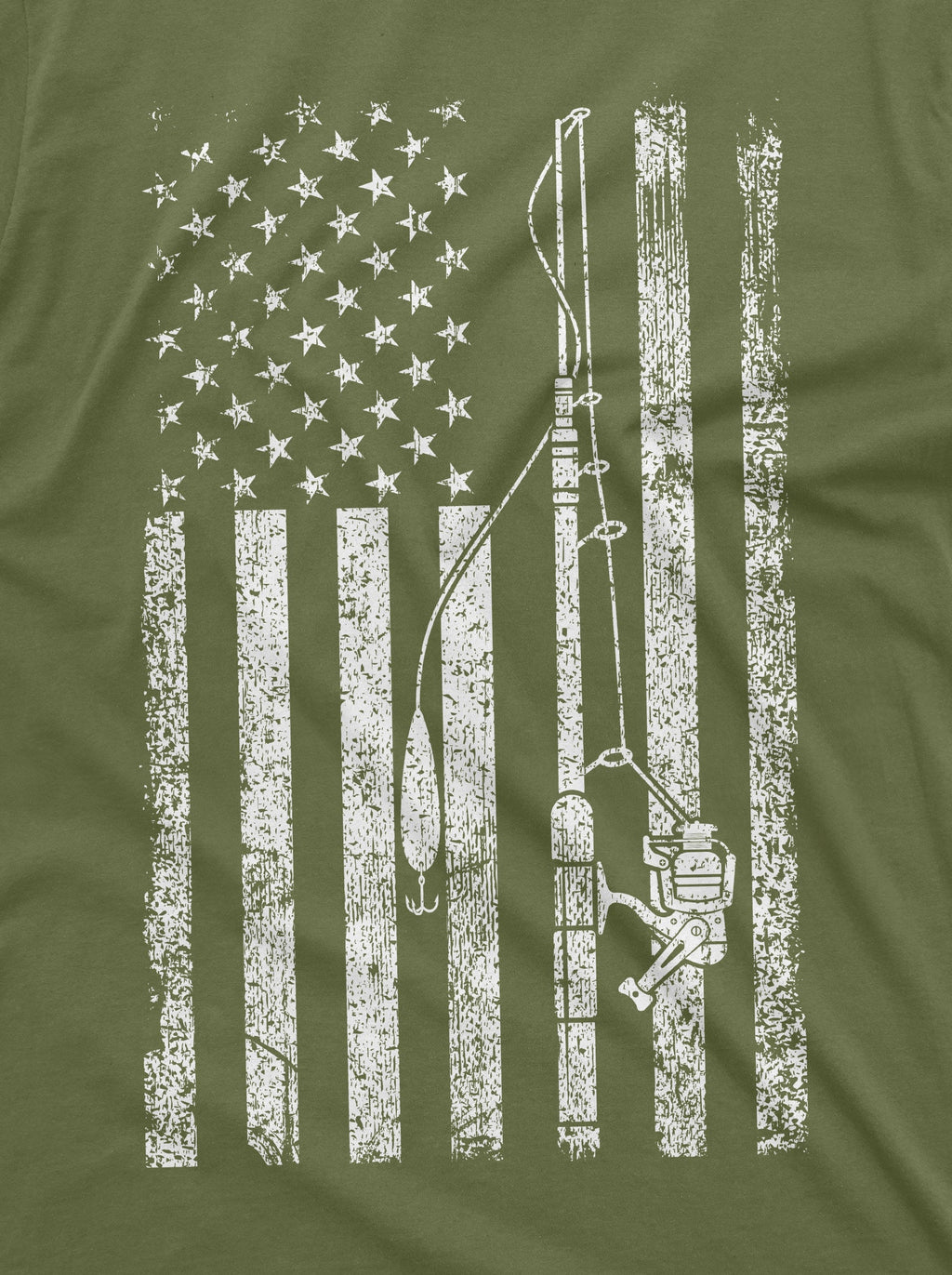 Mens USA American Fish Flag T Shirt Fishing Pole Rod Reel product image 3