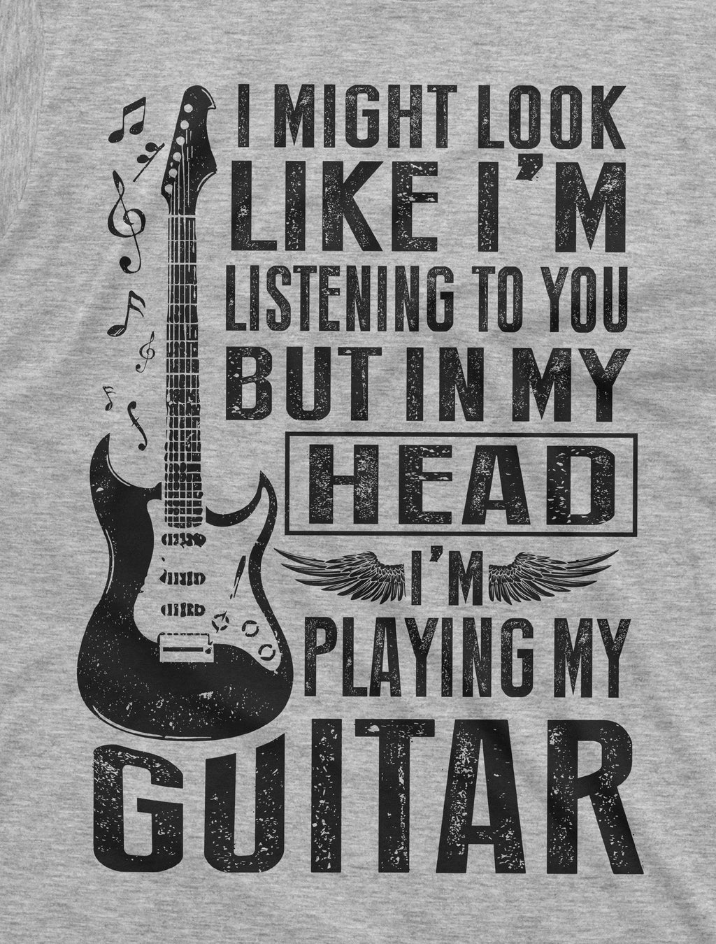 Mens Funny Music Musician Guitarist T-Shirt | in My Head I product image 2