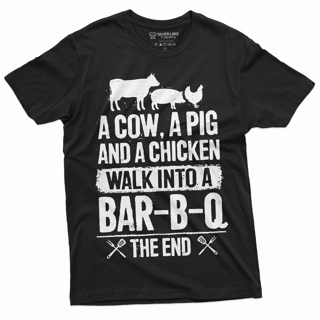 BBQ T-shirt Mens Funny Cow Pig Chicken Story Tee shirt Dad product image 1