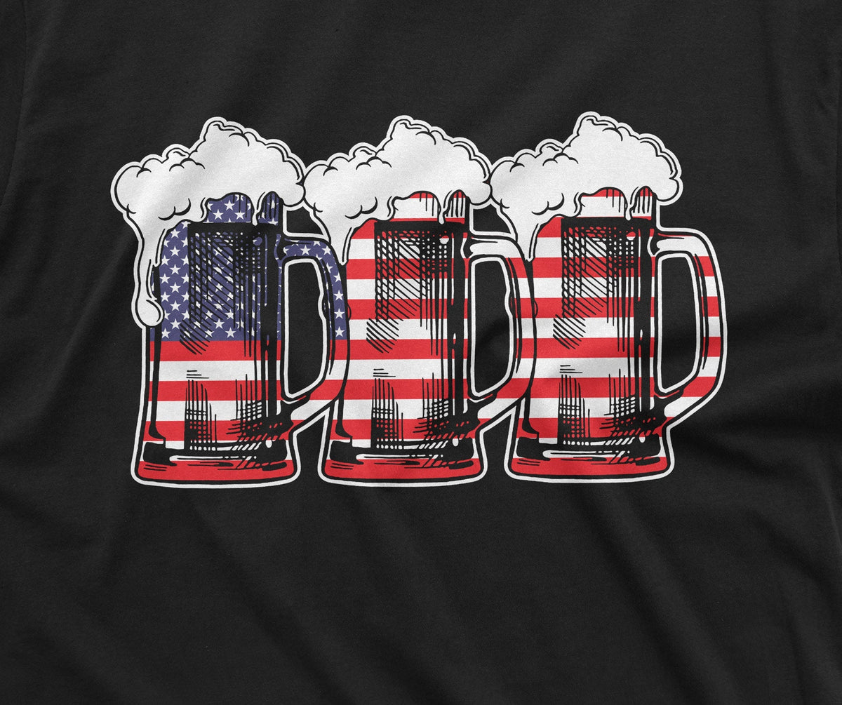 Men's USA Beer Mug American Flag Pattern T-shirt Partying 4th of July Independence day Drinking Shirt