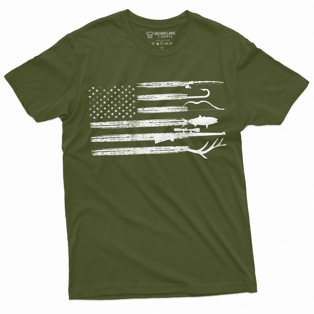Men's Hunting Fishing Shirt USA Flag Nature Camo Father Dad product image 1